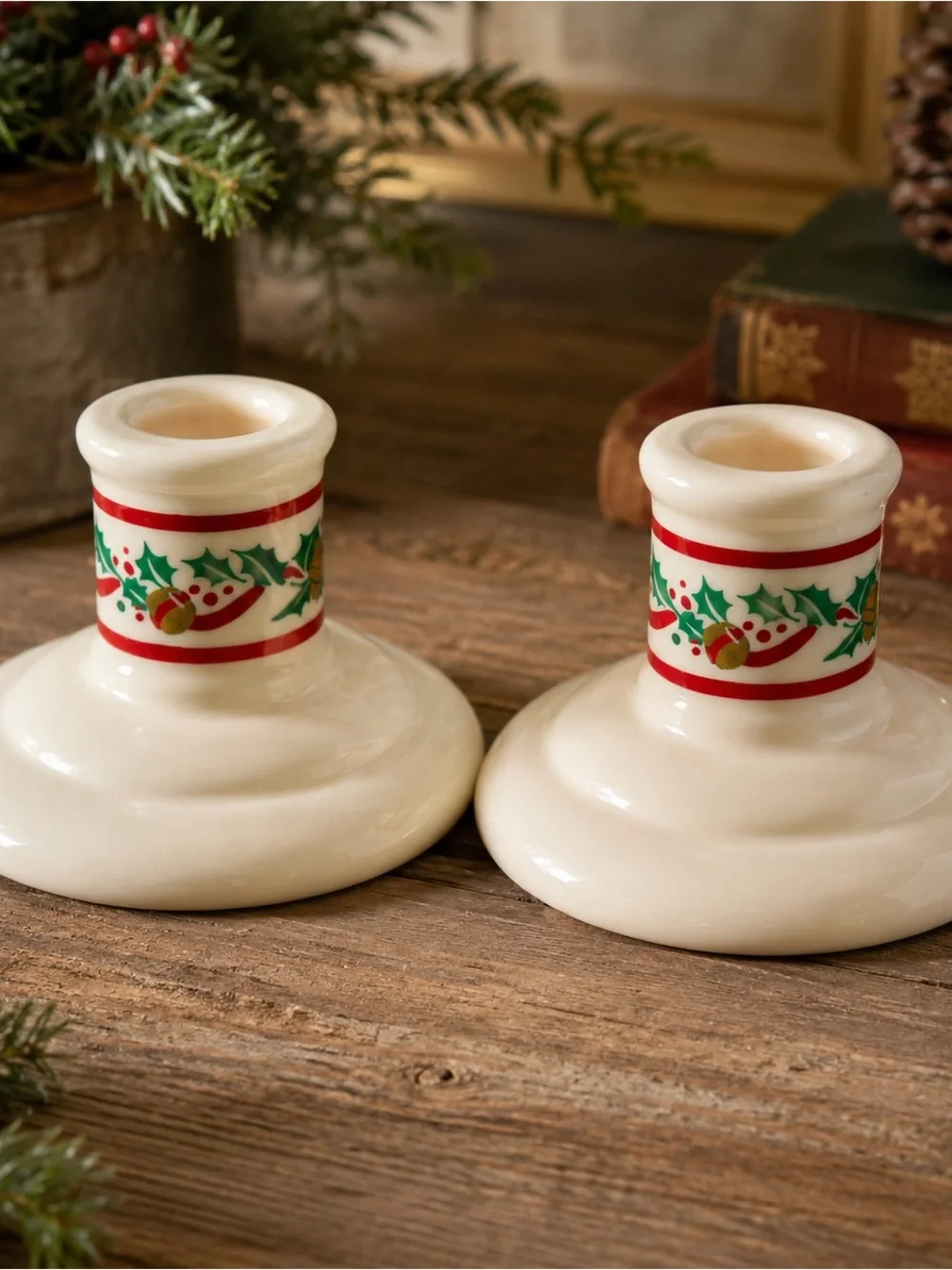 Vintage American Greeting Christmas Candleholders Set of 2
